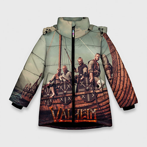 Зимняя куртка для девочки Valheim викинги / 3D-Черный – фото 1