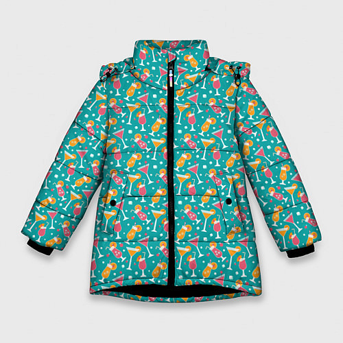 Зимняя куртка для девочки Летняя текстура / 3D-Черный – фото 1
