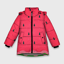 Куртка зимняя для девочки Текстура арбуза, цвет: 3D-светло-серый