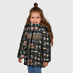 Куртка зимняя для девочки Valheim викинги паттерн, цвет: 3D-черный — фото 2