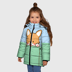 Куртка зимняя для девочки Милый Корги, цвет: 3D-черный — фото 2