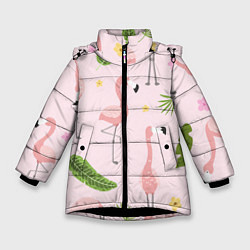 Куртка зимняя для девочки Фламинго, цвет: 3D-черный