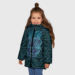 Куртка зимняя для девочки Valheim знак викинга, цвет: 3D-черный — фото 2