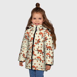 Куртка зимняя для девочки Лисички, цвет: 3D-черный — фото 2