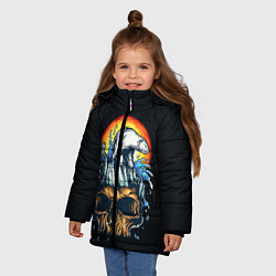 Куртка зимняя для девочки Белый медведь на черепе, цвет: 3D-черный — фото 2