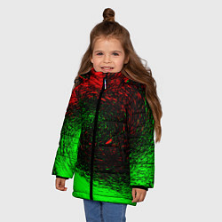 Куртка зимняя для девочки КРАСНАЯ И ЗЕЛЕНАЯ КРАСКА, цвет: 3D-черный — фото 2