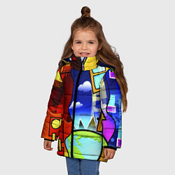 Куртка зимняя для девочки Geometry Dash, цвет: 3D-красный — фото 2