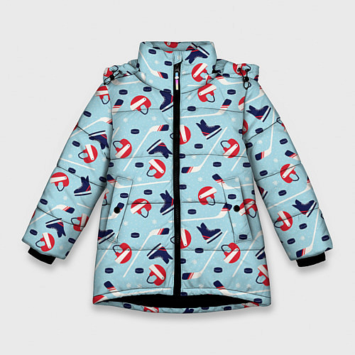 Зимняя куртка для девочки Hockey Pattern / 3D-Черный – фото 1