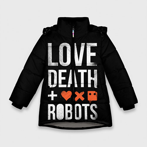 Зимняя куртка для девочки Love Death Robots / 3D-Светло-серый – фото 1