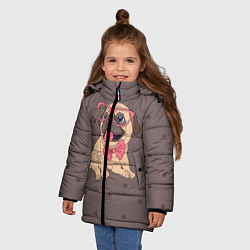 Куртка зимняя для девочки Мопс в очках, цвет: 3D-черный — фото 2