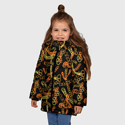 Куртка зимняя для девочки Цветные цепи, абстракция, цвет: 3D-черный — фото 2