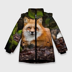 Куртка зимняя для девочки Взрослый строгий лис, цвет: 3D-черный