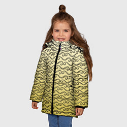 Куртка зимняя для девочки Рисованный узор усы червячки, цвет: 3D-черный — фото 2