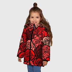 Куртка зимняя для девочки Розочки, цвет: 3D-черный — фото 2