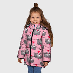 Куртка зимняя для девочки Пиксельные котики, цвет: 3D-черный — фото 2