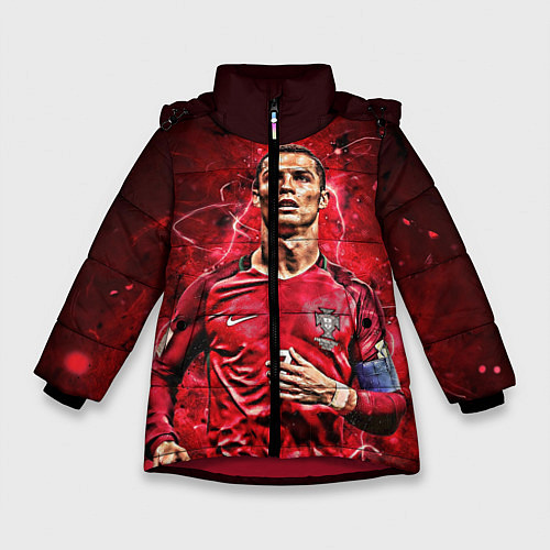 Зимняя куртка для девочки Cristiano Ronaldo Portugal / 3D-Красный – фото 1