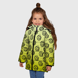 Куртка зимняя для девочки Узор спиральки на желтом фоне, цвет: 3D-черный — фото 2
