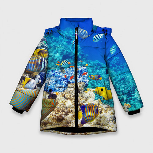 Зимняя куртка для девочки Морской мир / 3D-Черный – фото 1