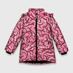 Куртка зимняя для девочки Текстура мозга, цвет: 3D-черный