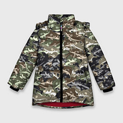 Куртка зимняя для девочки Камуфляж для рыбака, цвет: 3D-красный