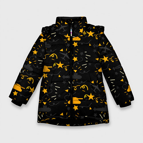 Зимняя куртка для девочки День победы / 3D-Черный – фото 1