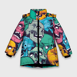 Зимняя куртка для девочки Черепа разноцветные