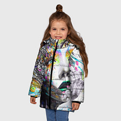 Куртка зимняя для девочки Абстрактная, цвет: 3D-светло-серый — фото 2