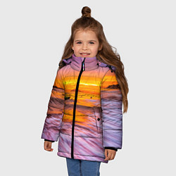 Куртка зимняя для девочки Закат на пляже, цвет: 3D-черный — фото 2