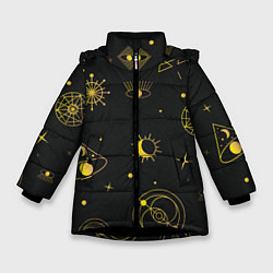 Куртка зимняя для девочки Эзотерика, цвет: 3D-черный