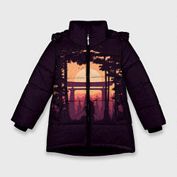 Куртка зимняя для девочки Ниндзя в одиночестве, цвет: 3D-черный