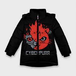 Куртка зимняя для девочки СYBERPURR, цвет: 3D-черный