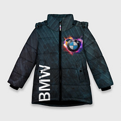 Куртка зимняя для девочки BMW Heart Grooved Texture, цвет: 3D-черный