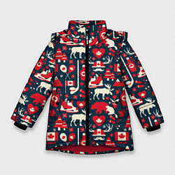 Куртка зимняя для девочки Канада, цвет: 3D-красный