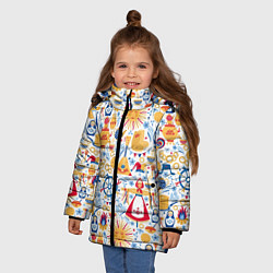 Куртка зимняя для девочки Славянская символика, цвет: 3D-черный — фото 2