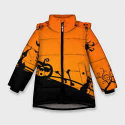 Куртка зимняя для девочки Хэллоуин, цвет: 3D-светло-серый