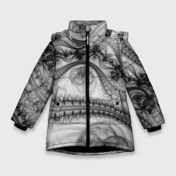 Куртка зимняя для девочки Spilled ink Texture, цвет: 3D-черный