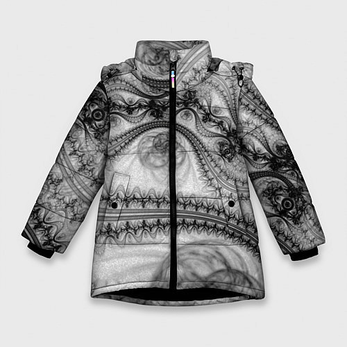 Зимняя куртка для девочки Spilled ink Texture / 3D-Черный – фото 1