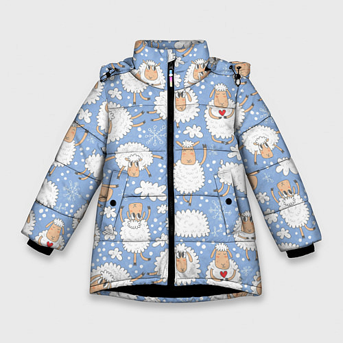 Зимняя куртка для девочки Счастливые овечки / 3D-Черный – фото 1