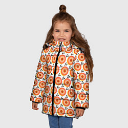 Куртка зимняя для девочки Поп арт, мишень, диски дождь, цвет: 3D-черный — фото 2