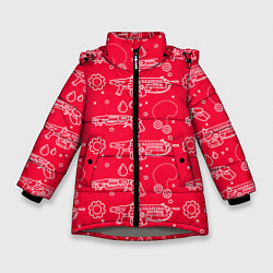 Куртка зимняя для девочки Gears pattern, цвет: 3D-светло-серый