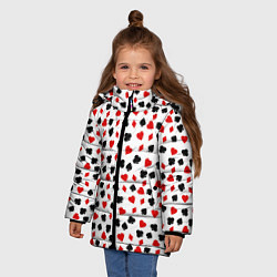 Куртка зимняя для девочки Карточные Масти, цвет: 3D-красный — фото 2