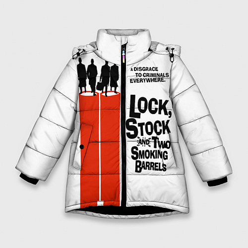 Зимняя куртка для девочки Карты, деньги, два ствола / 3D-Черный – фото 1