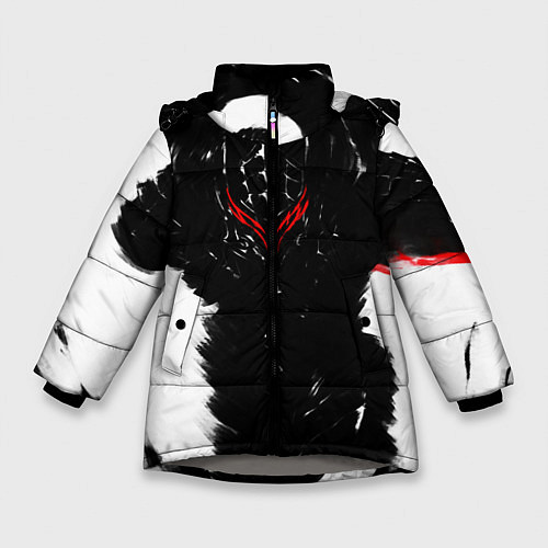 Зимняя куртка для девочки БЕРСЕРК чб / 3D-Светло-серый – фото 1