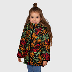 Куртка зимняя для девочки Абстрактный узор линии, цвет: 3D-черный — фото 2
