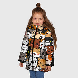 Куртка зимняя для девочки Коты и котики, цвет: 3D-черный — фото 2