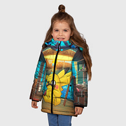 Куртка зимняя для девочки Пикачу детектив, цвет: 3D-черный — фото 2