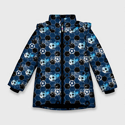 Куртка зимняя для девочки Football, цвет: 3D-черный