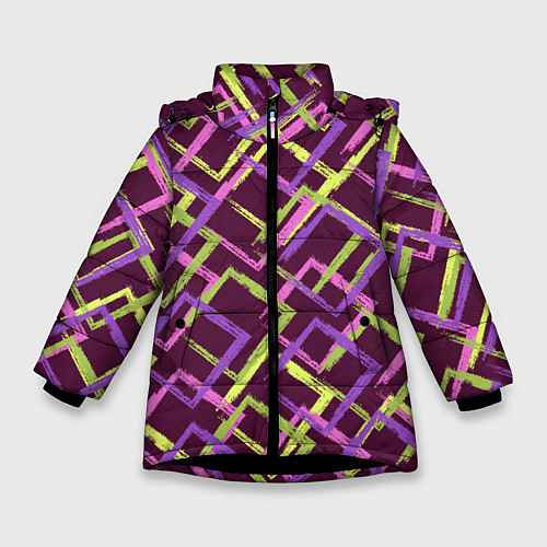 Зимняя куртка для девочки Абстракция-2 / 3D-Черный – фото 1