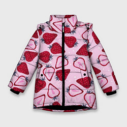Куртка зимняя для девочки Клубничка, цвет: 3D-черный