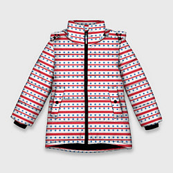 Куртка зимняя для девочки Звезды с полосками, цвет: 3D-черный